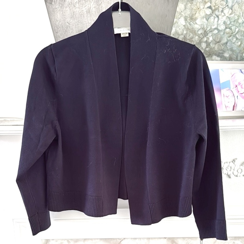 Calvin Klein Midnight Blue Cropped Shawl-collared Cardigan